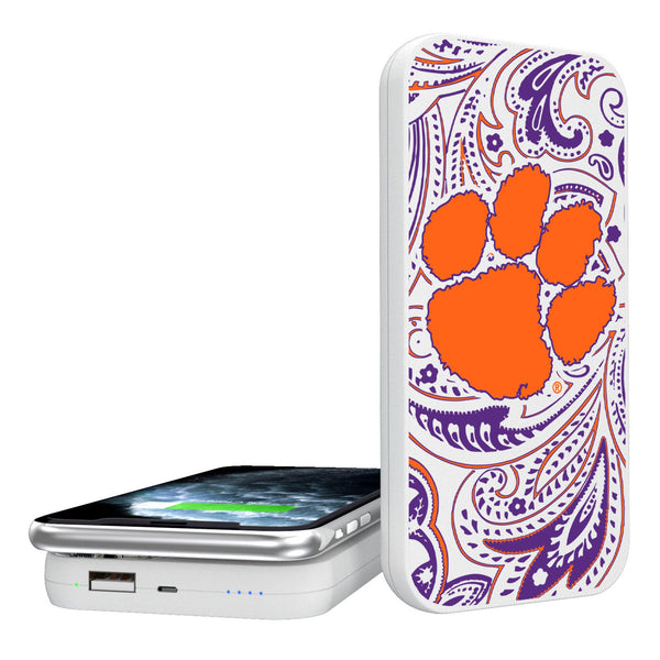 Clemson University Tigers Paisley 5000mAh Portable Wireless Charger