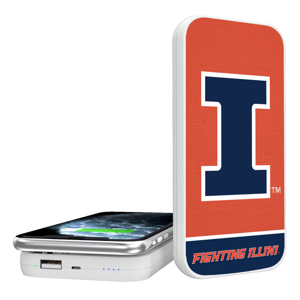 University of Illinois Fighting Illini Endzone Solid 5000mAh Portable Wireless Charger