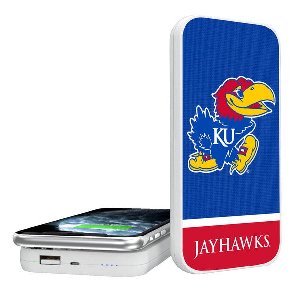 University of Kansas Jayhawks Endzone Solid 5000mAh Portable Wireless Charger