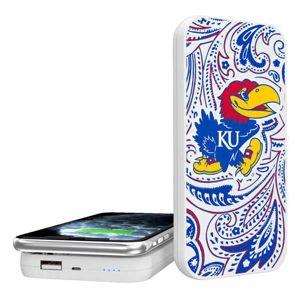 University of Kansas Jayhawks Paisley 5000mAh Portable Wireless Charger