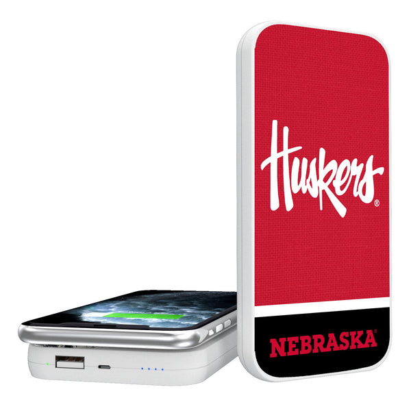 University of Nebraska Huskers Endzone Solid 5000mAh Portable Wireless Charger