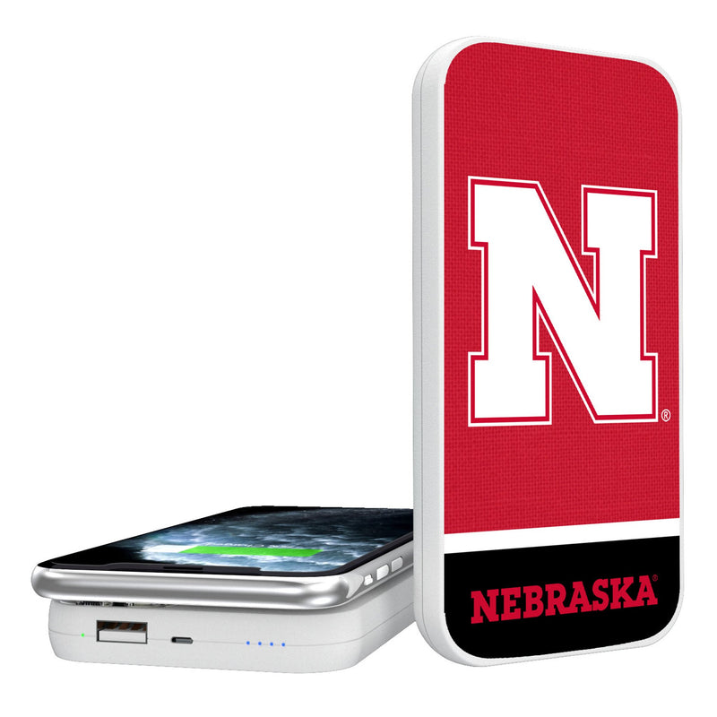 University of Nebraska Huskers Block N Endzone Solid 5000mAh Portable Wireless Charger