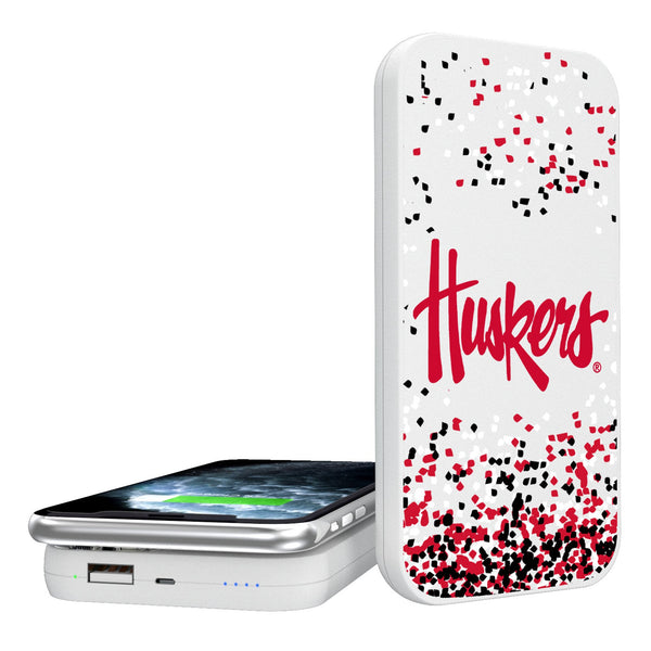 University of Nebraska Huskers Confetti 5000mAh Portable Wireless Charger