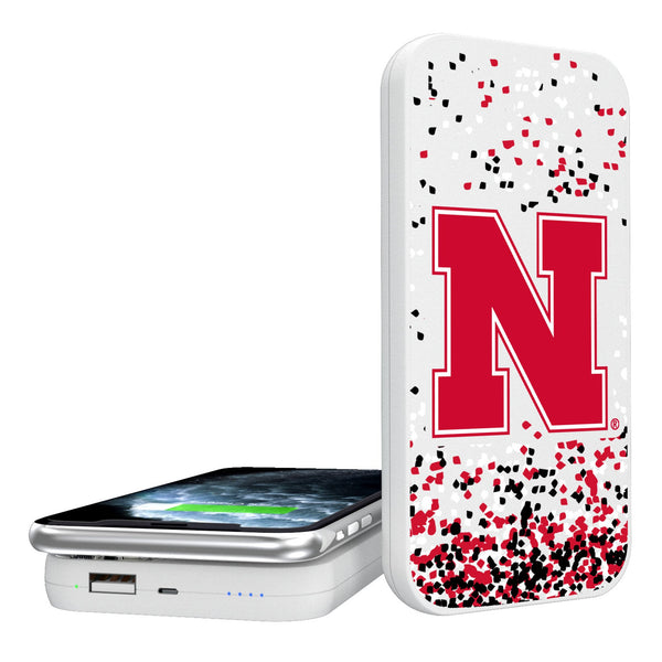 University of Nebraska Huskers Block N Confetti 5000mAh Portable Wireless Charger