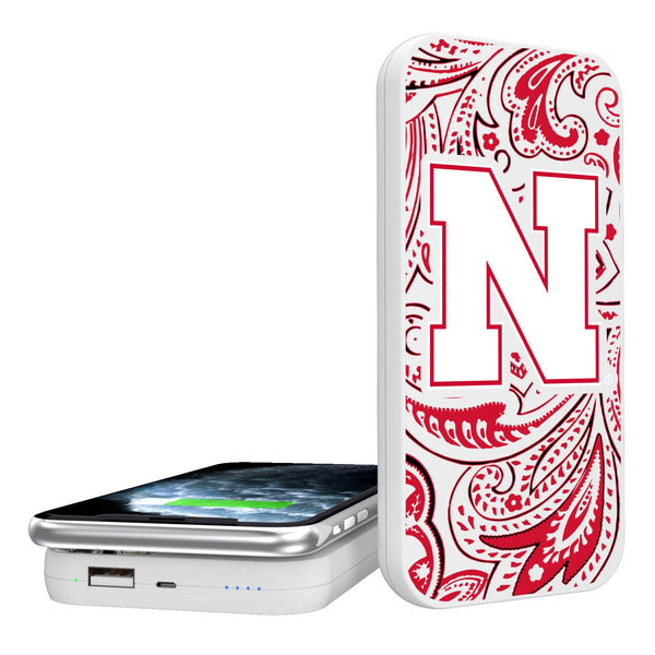 University of Nebraska Huskers Block N Paisley 5000mAh Portable Wireless Charger