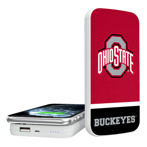 Ohio State University Buckeyes Endzone Solid 5000mAh Portable Wireless Charger