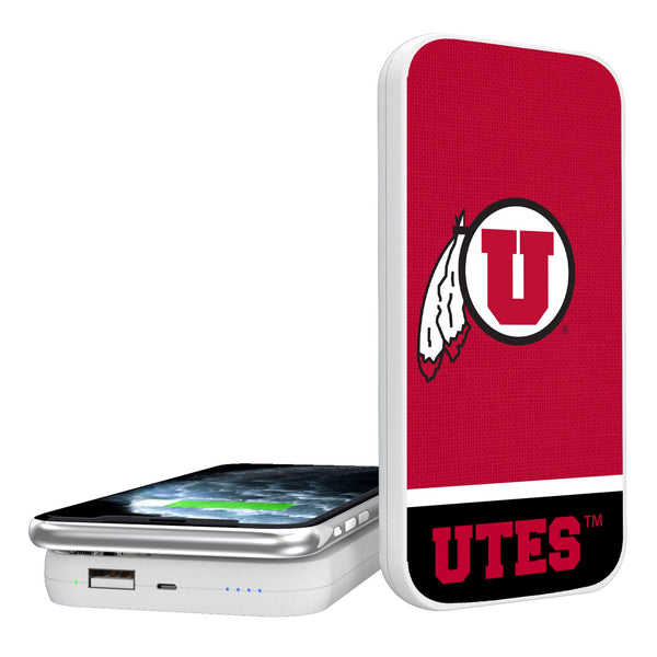 University of Utah Utes Endzone Solid 5000mAh Portable Wireless Charger