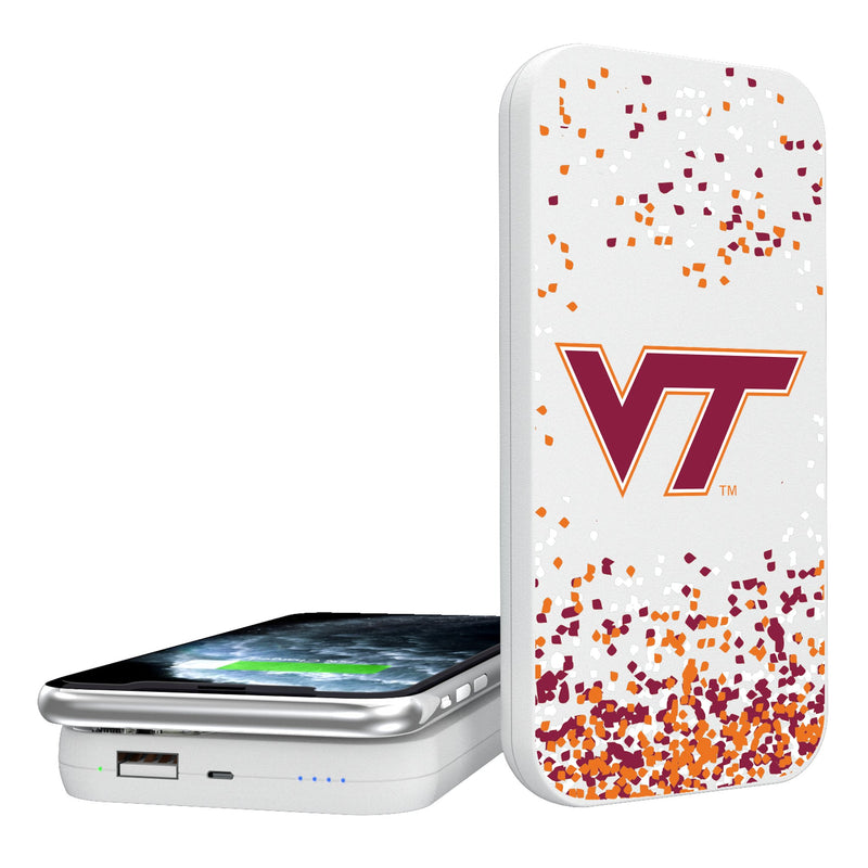 Virginia Tech Hokies Confetti 5000mAh Portable Wireless Charger