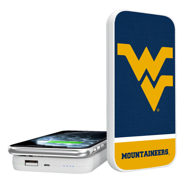 West Virginia University Mountaineers Endzone Solid 5000mAh Portable Wireless Charger