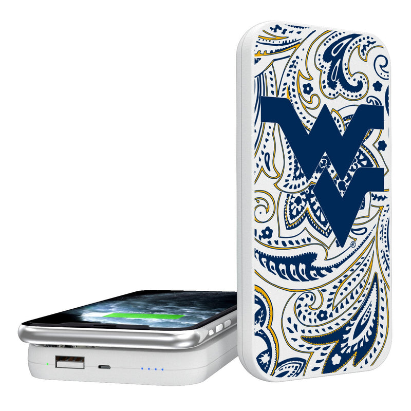 West Virginia University Mountaineers Paisley 5000mAh Portable Wireless Charger