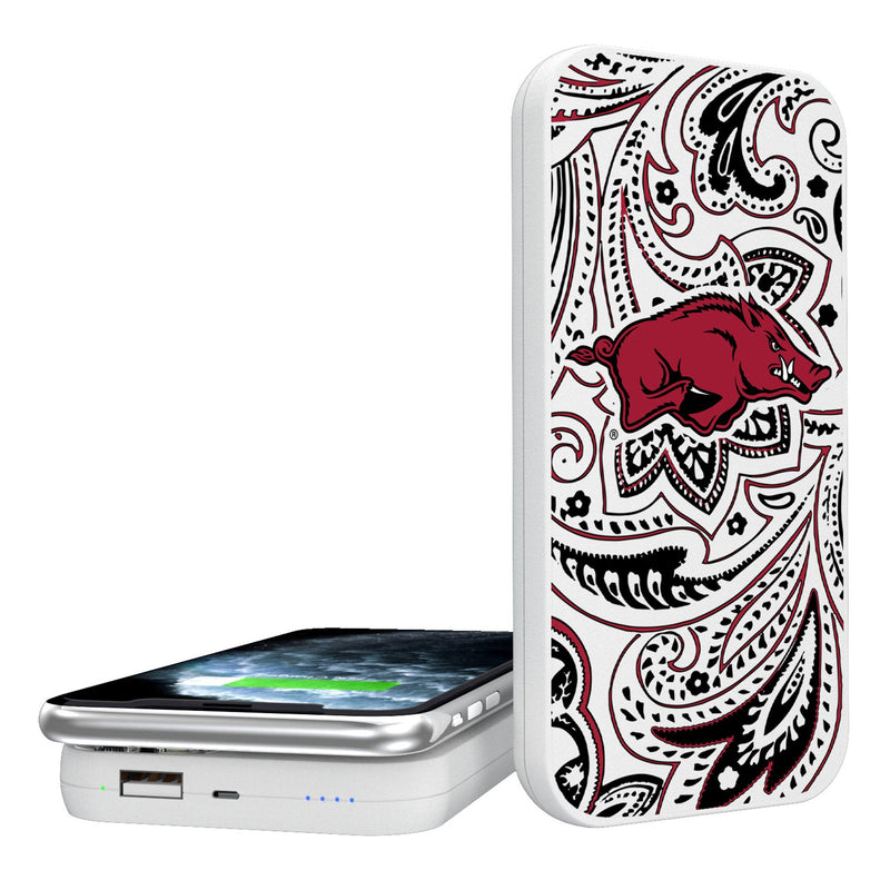 University of Arkansas Fayetteville Razorbacks Paisley 5000mAh Portable Wireless Charger