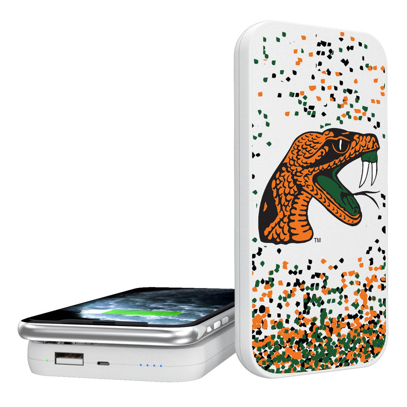 Florida A&M University Rattlers Confetti 5000mAh Portable Wireless Charger