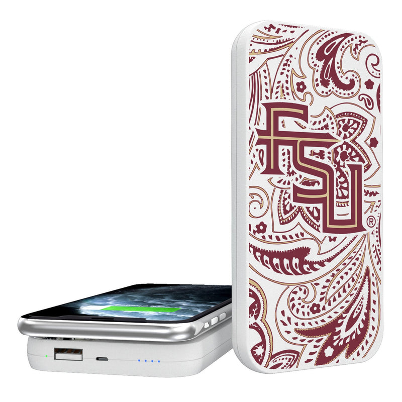 Florida State University Seminoles Athletic Wordmark Paisley 5000mAh Portable Wireless Charger