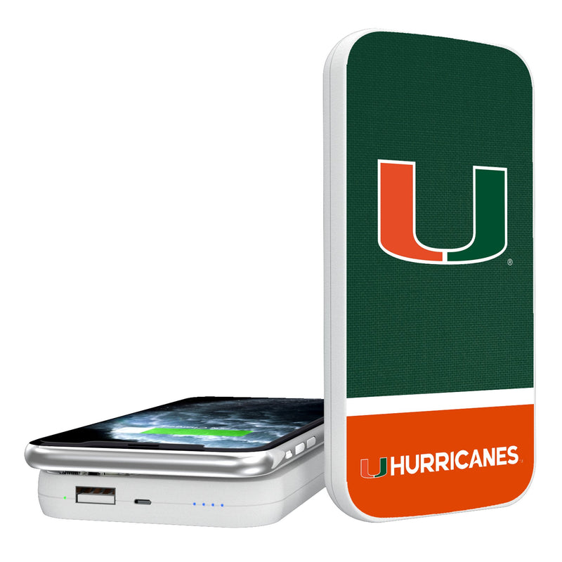 University of Miami Hurricanes Endzone Solid 5000mAh Portable Wireless Charger