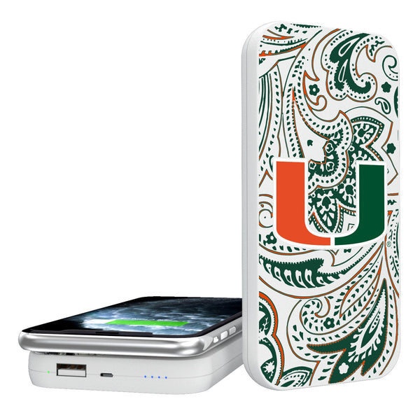 University of Miami Hurricanes Paisley 5000mAh Portable Wireless Charger