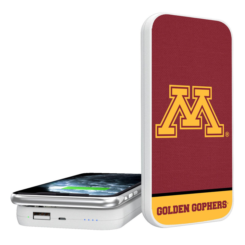 University of Minnesota Golden Gophers Endzone Solid 5000mAh Portable Wireless Charger