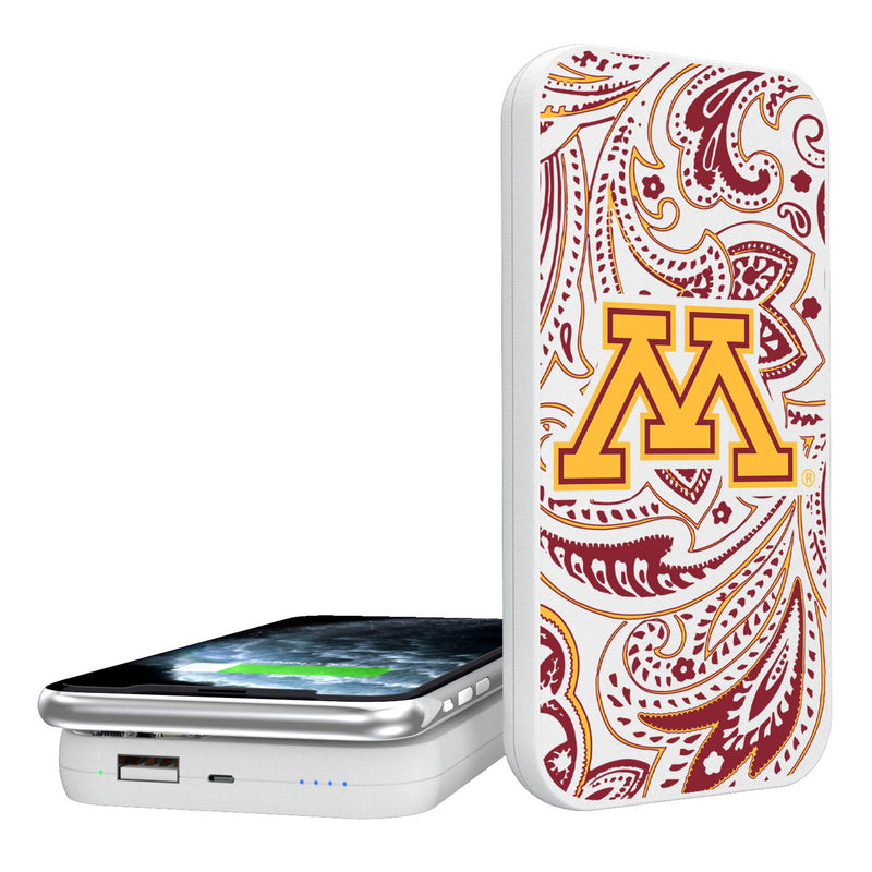 University of Minnesota Golden Gophers Paisley 5000mAh Portable Wireless Charger