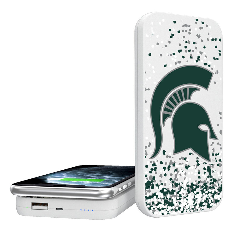 Michigan State University Spartans Confetti 5000mAh Portable Wireless Charger