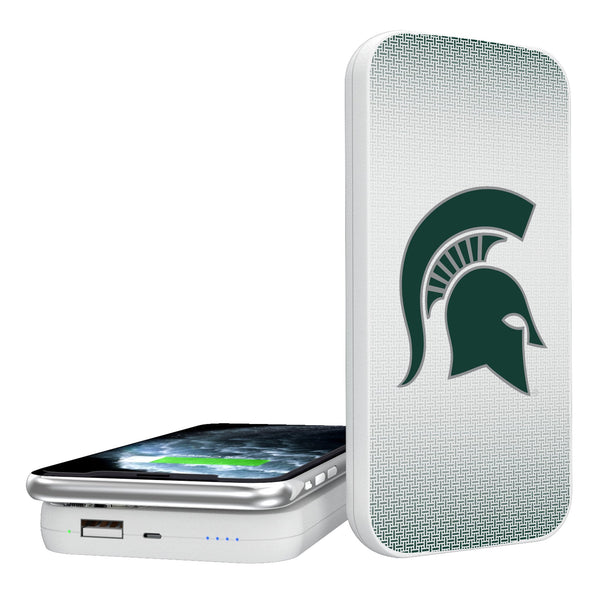 Michigan State University Spartans Linen 5000mAh Portable Wireless Charger