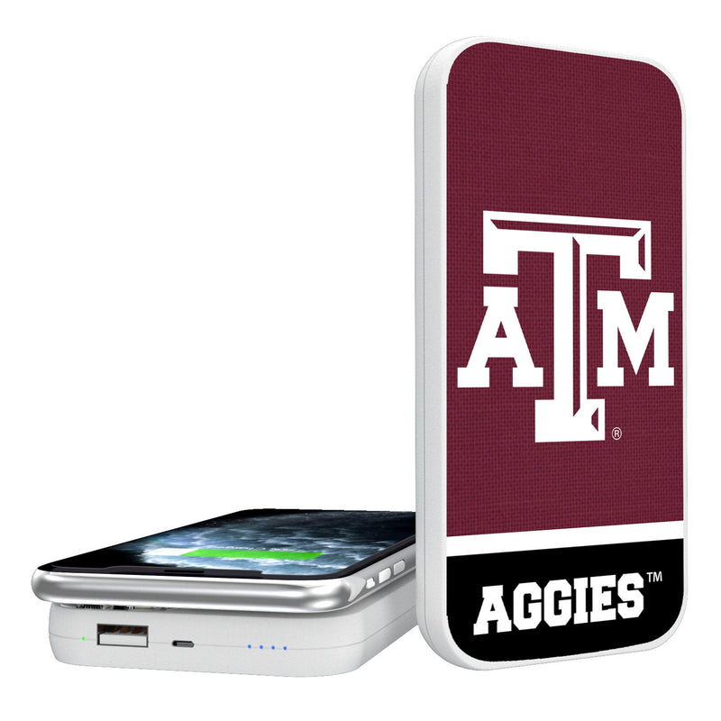 Texas A&M University Aggies Endzone Solid 5000mAh Portable Wireless Charger