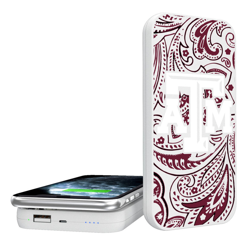 Texas A&M University Aggies Paisley 5000mAh Portable Wireless Charger