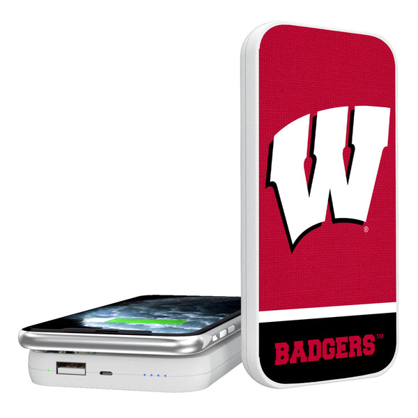 University of Wisconsin Badgers Endzone Solid 5000mAh Portable Wireless Charger