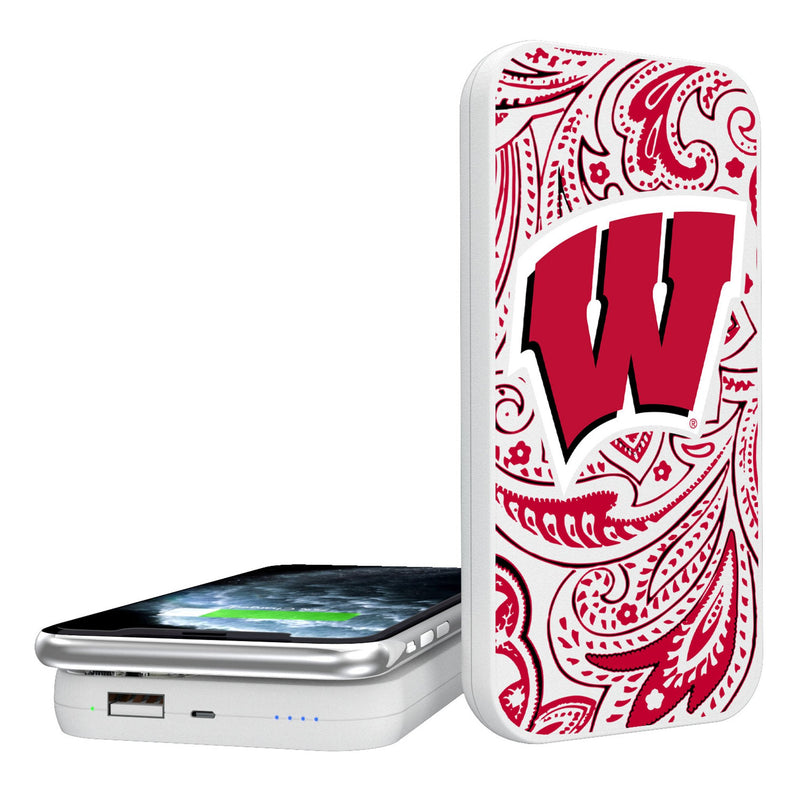 University of Wisconsin Badgers Paisley 5000mAh Portable Wireless Charger