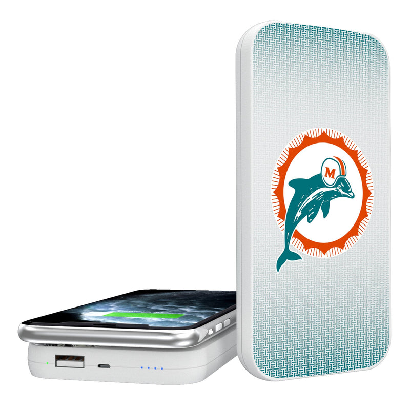 Miami Dolphins 1966-1973 Historic Collection Linen 5000mAh Portable Wireless Charger