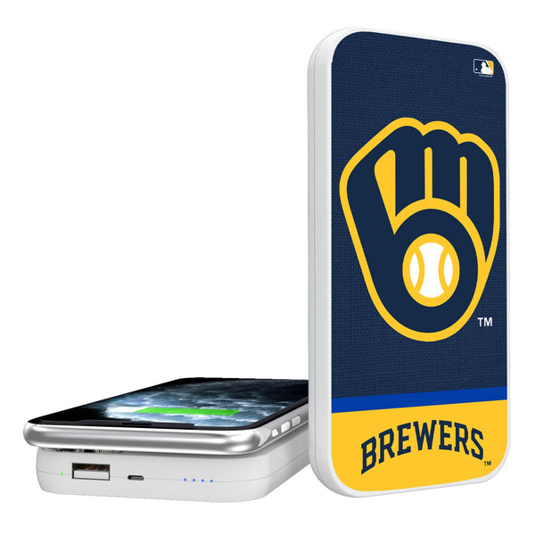 Milwaukee Brewers Endzone Solid 5000mAh Portable Wireless Charger