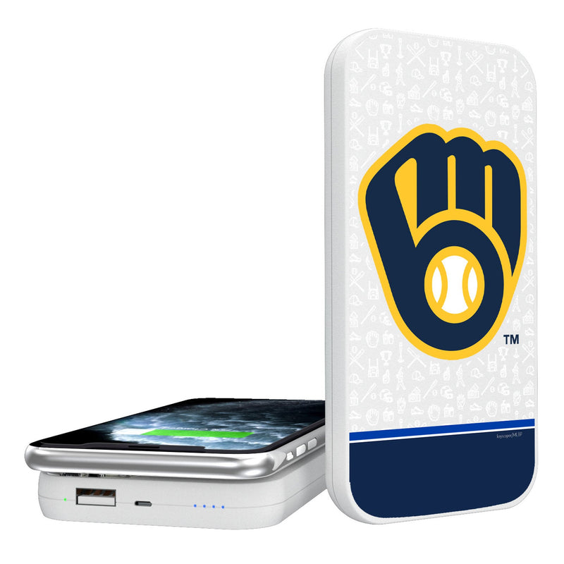 Milwaukee Brewers Memories Print 5000mAh Portable Wireless Charger