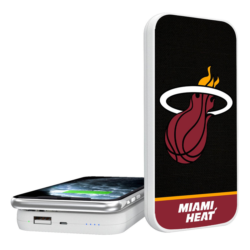 Miami Heat Endzone Solid 5000mAh Portable Wireless Charger