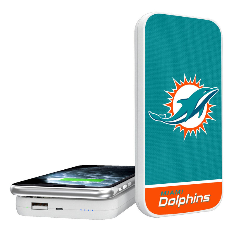 Miami Dolphins Endzone Solid 5000mAh Portable Wireless Charger