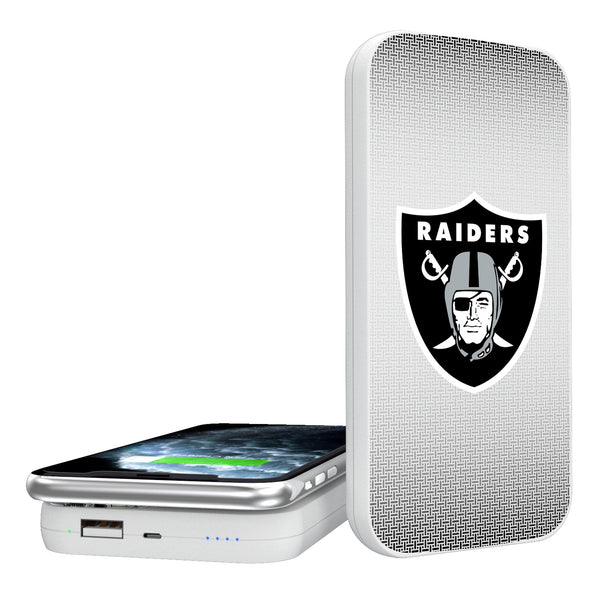 Las Vegas Raiders Linen 5000mAh Portable Wireless Charger