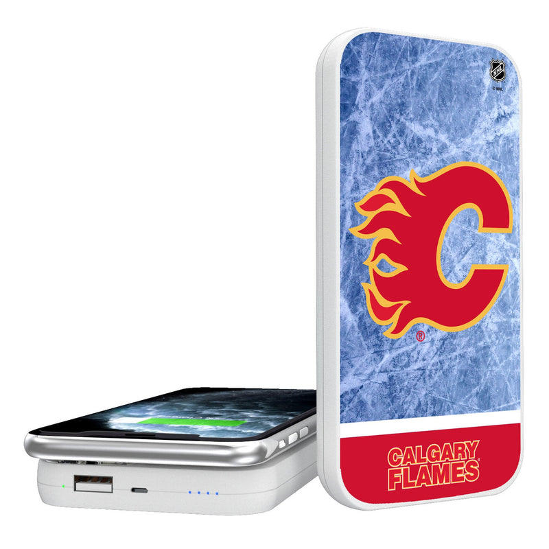 Calgary Flames Ice Wordmark 5000mAh Portable Wireless Charger