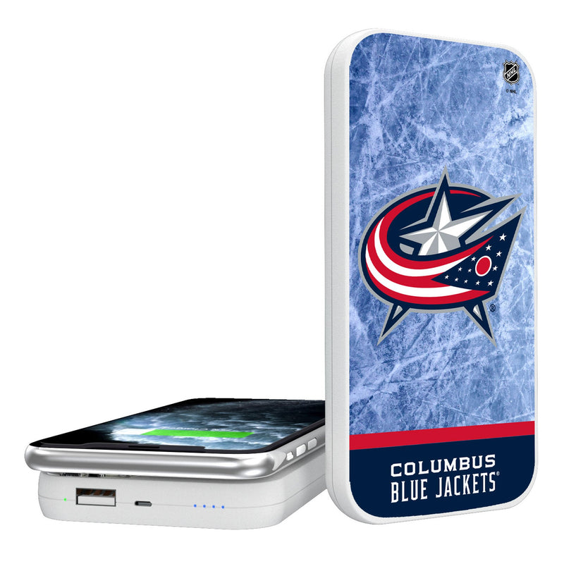 Columbus Blue Jackets Ice Wordmark 5000mAh Portable Wireless Charger