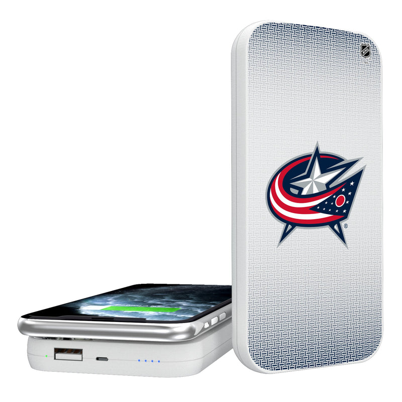 Columbus Blue Jackets Linen 5000mAh Portable Wireless Charger