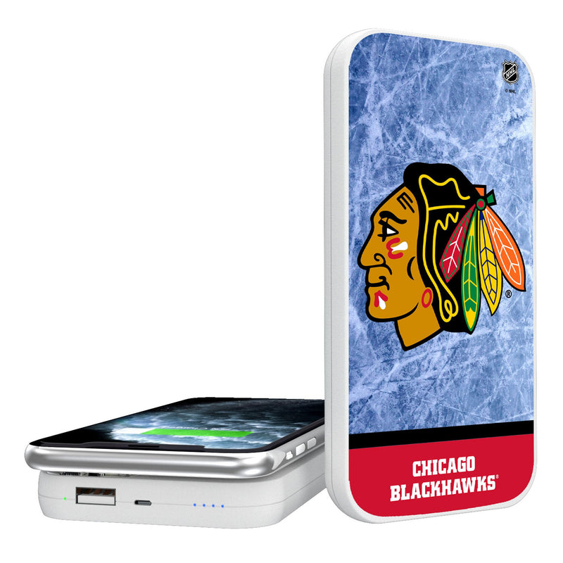 Chicago Blackhawks Ice Wordmark 5000mAh Portable Wireless Charger