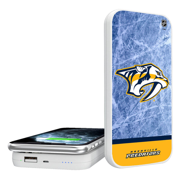 Nashville Predators Ice Wordmark 5000mAh Portable Wireless Charger