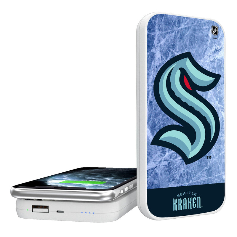 Seattle Kraken Ice Wordmark 5000mAh Portable Wireless Charger