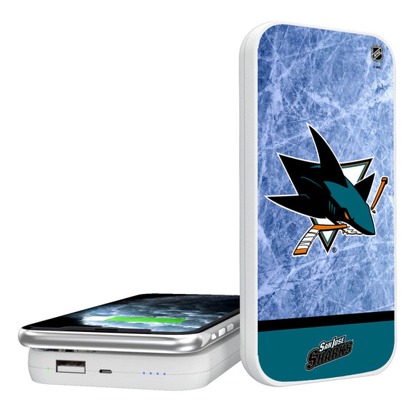 San Jose Sharks Ice Wordmark 5000mAh Portable Wireless Charger