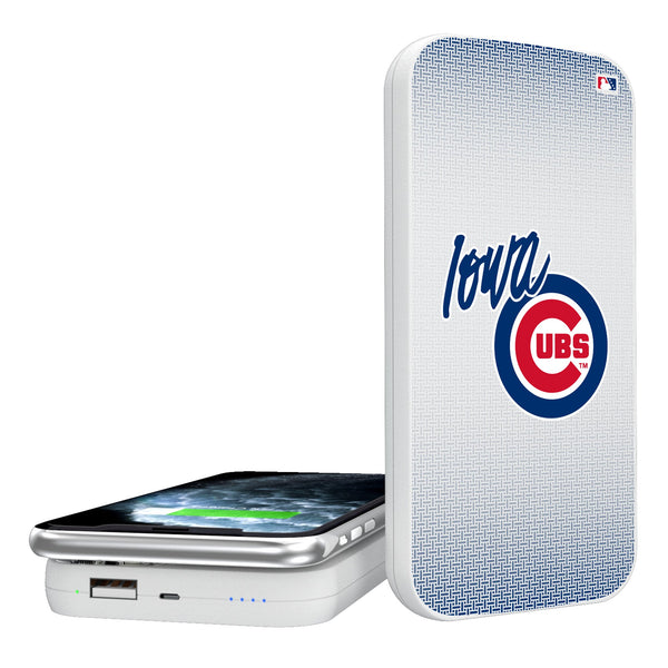 Iowa Cubs Linen 5000mAh Portable Wireless Charger