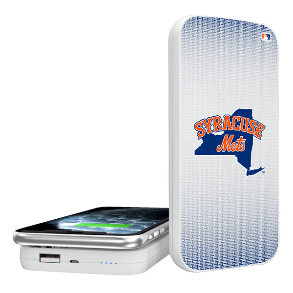 Syracuse Mets Linen 5000mAh Portable Wireless Charger