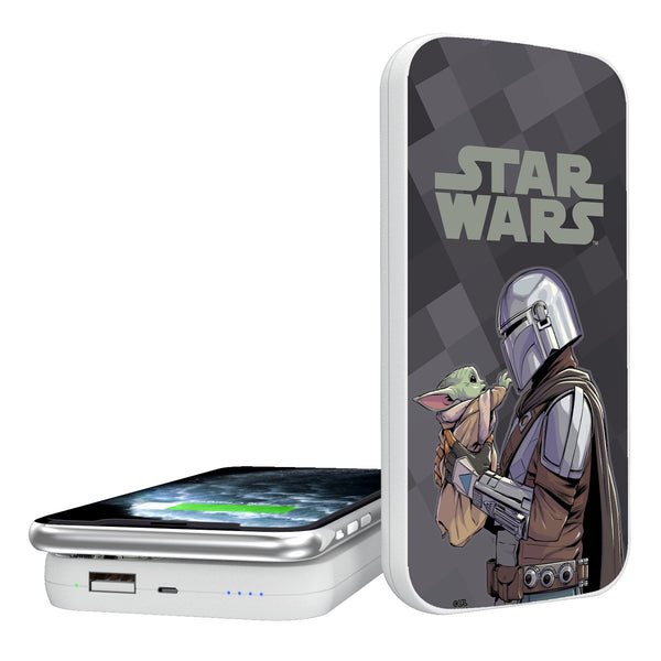 Star Wars: The Mandalorian Grogu and Din Djarin Color Block 5000mAh Portable Wireless Charger