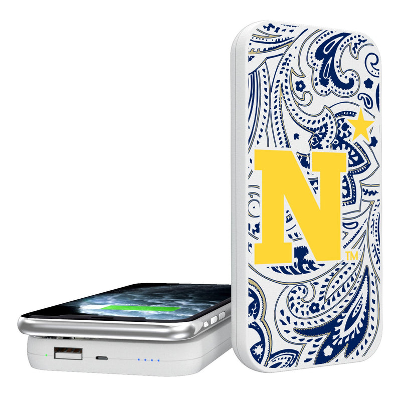 United State Naval Academy Midshipmen Paisley 5000mAh Portable Wireless Charger