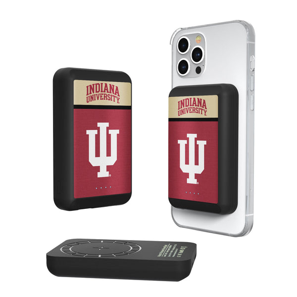 Indiana University Hoosiers Endzone Solid Wireless Mag Power Bank