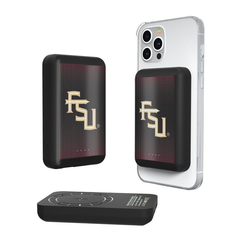 Florida State University Seminoles Athletic Wordmark Linen Wireless Mag Power Bank