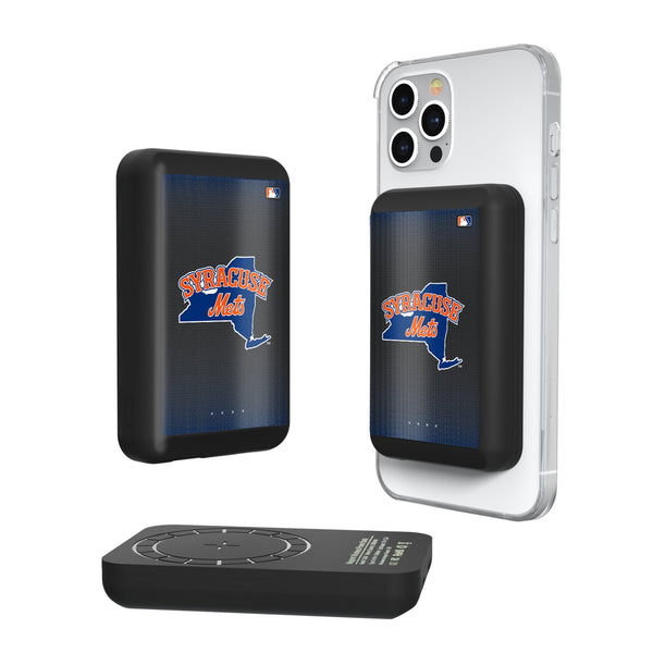 Syracuse Mets Linen Wireless Mag Power Bank