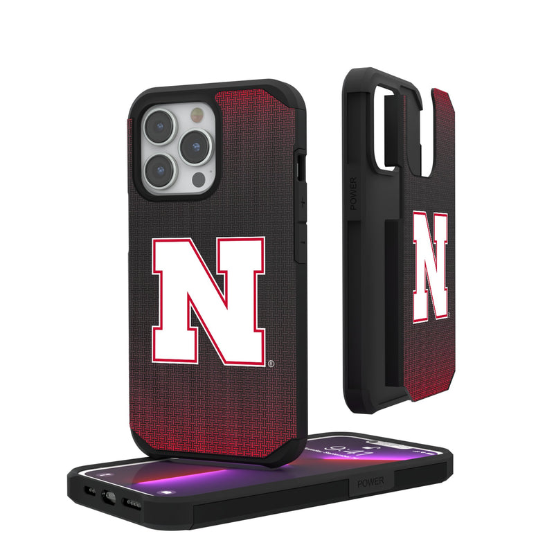 University of Nebraska Huskers Block N Linen iPhone Rugged Phone Case