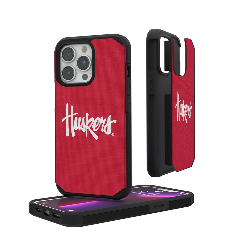 University of Nebraska Huskers Solid iPhone Rugged Phone Case