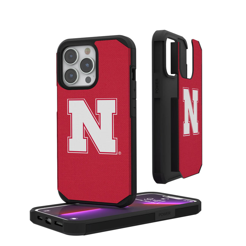 University of Nebraska Huskers Block N Solid iPhone Rugged Phone Case